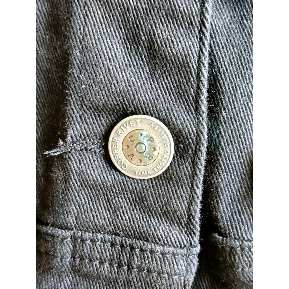 Copper Rivet Denim Jacket Men's Size Small Button Up Black Long Sleeve - Picture 5 of 9